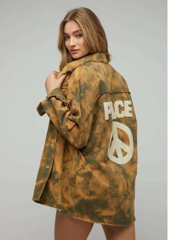 TIE DYE JACKET, PEACE: Tangerine / 3XL