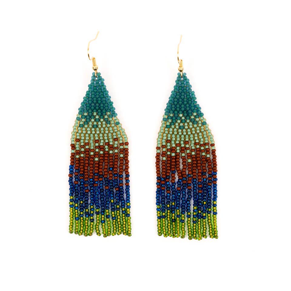 Ombre Fringe Earrings: Peacock