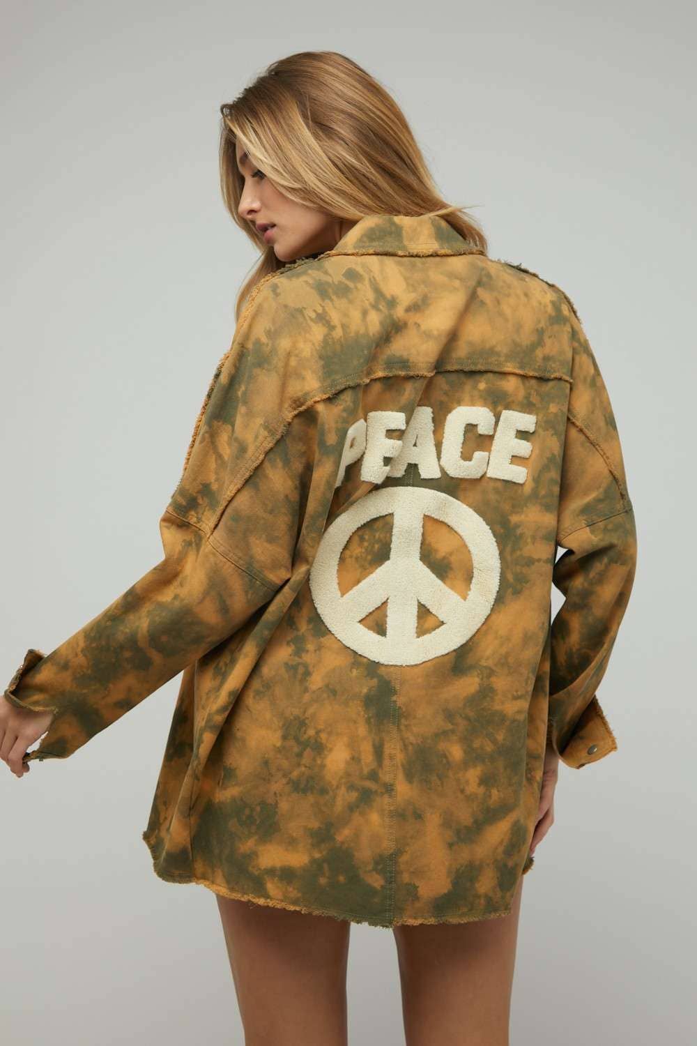 TIE DYE JACKET, PEACE: Tangerine / 3XL