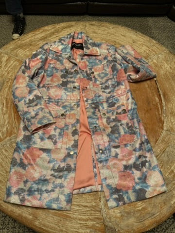 NASTY GAL Long Jacket Metallic Floral, M