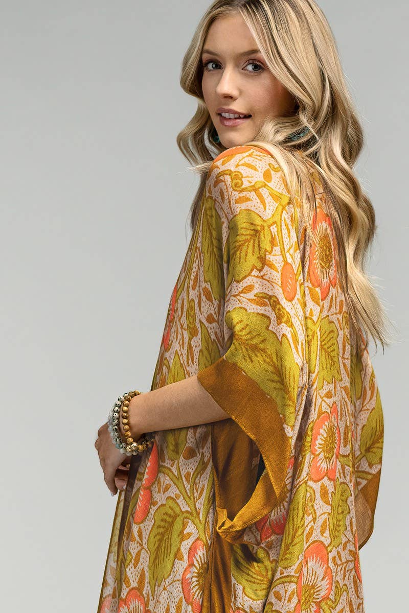 Vintage Floral Print Kimono: FLOWER/RETRO