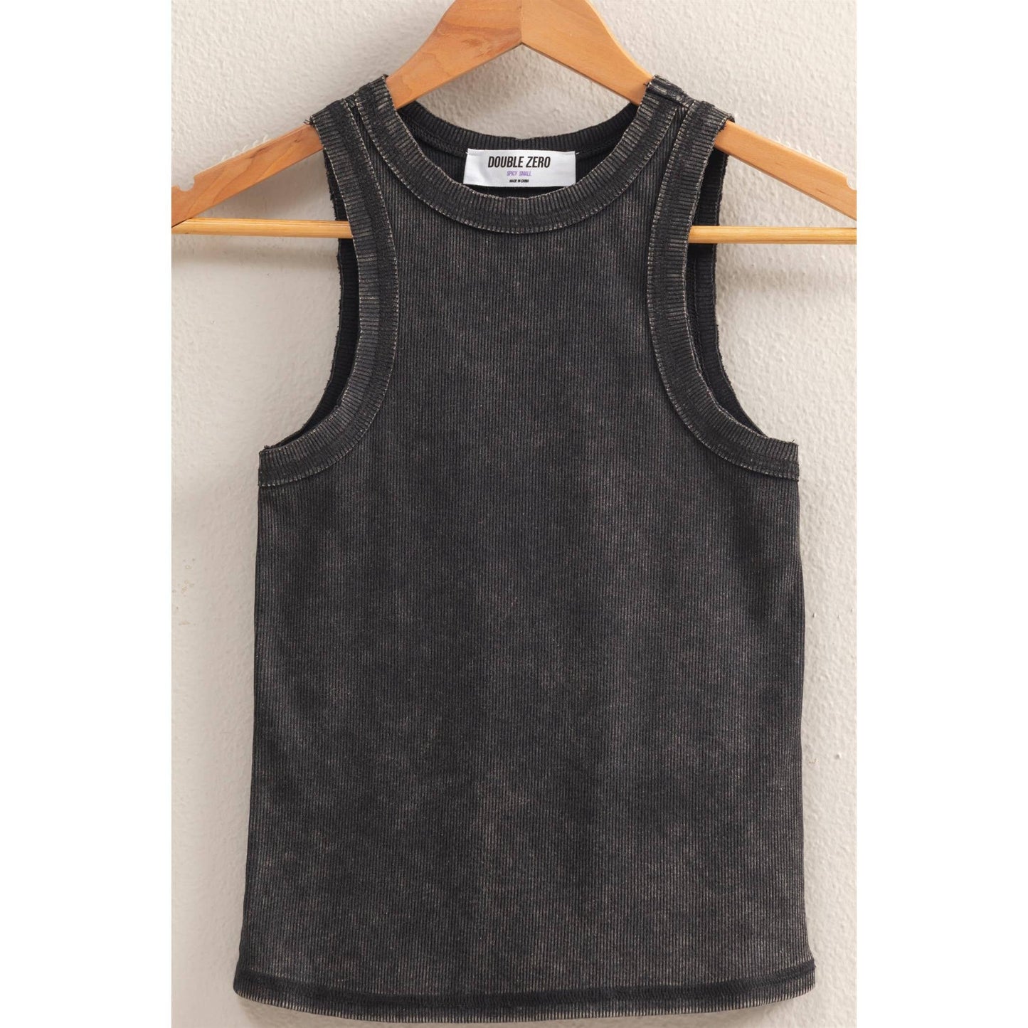 DUSTY INDIGO Washed Ribbed Round Neck Sleeveless Tank