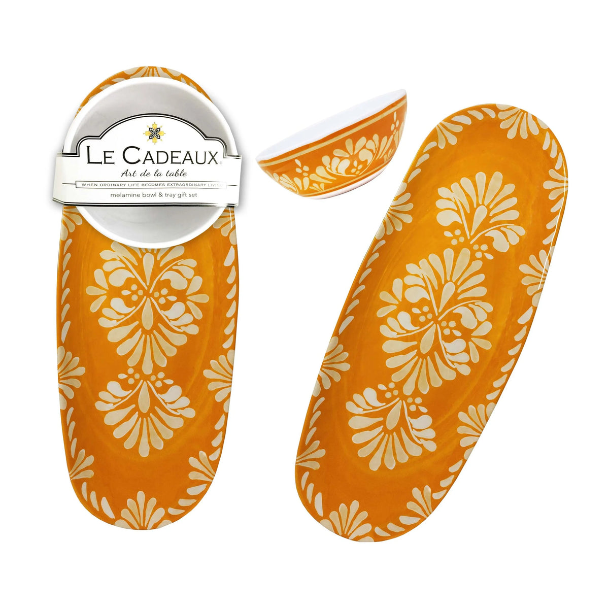 LE CADEAUX Orange Melamine Bowl & Tray Gift Set