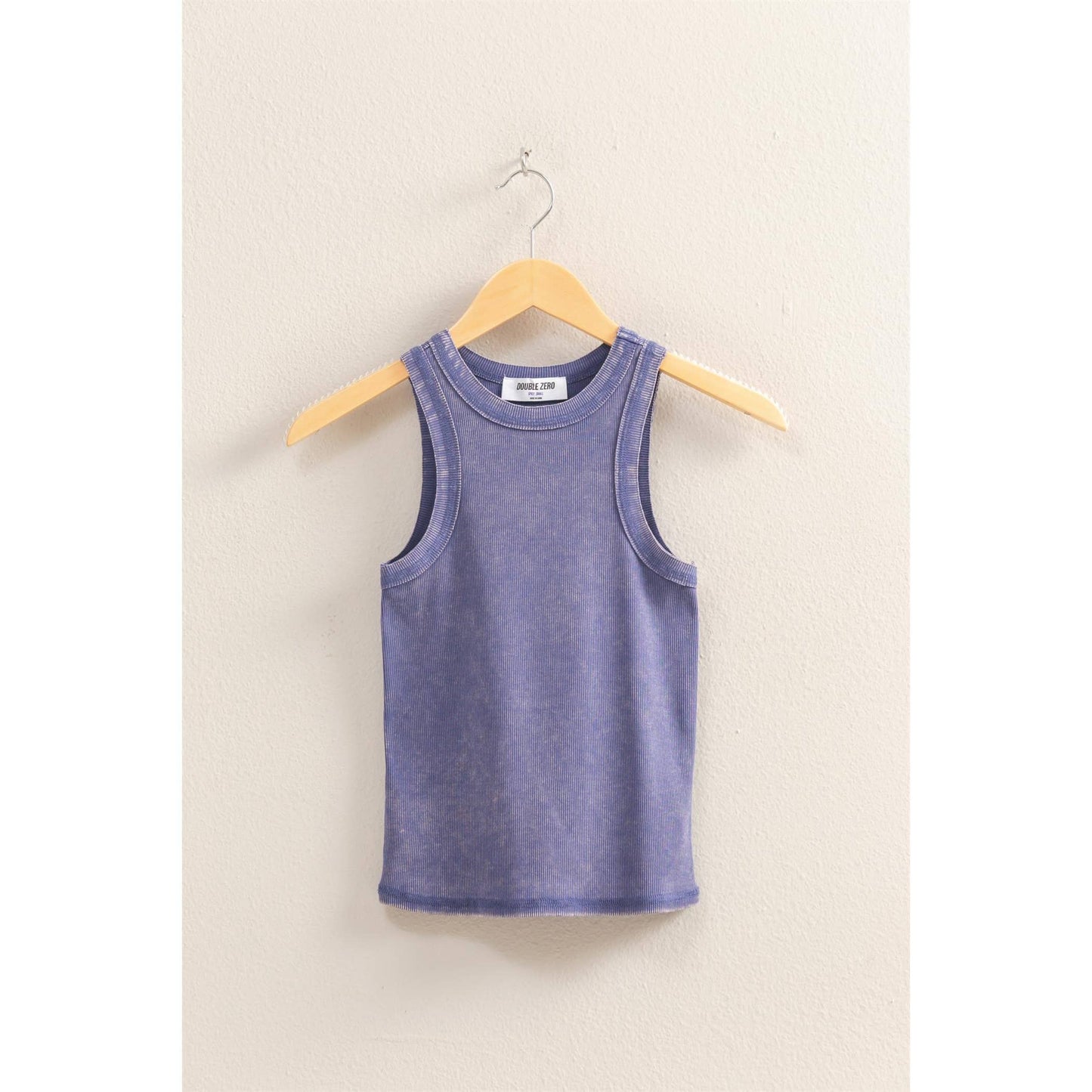 DUSTY INDIGO Washed Ribbed Round Neck Sleeveless Tank
