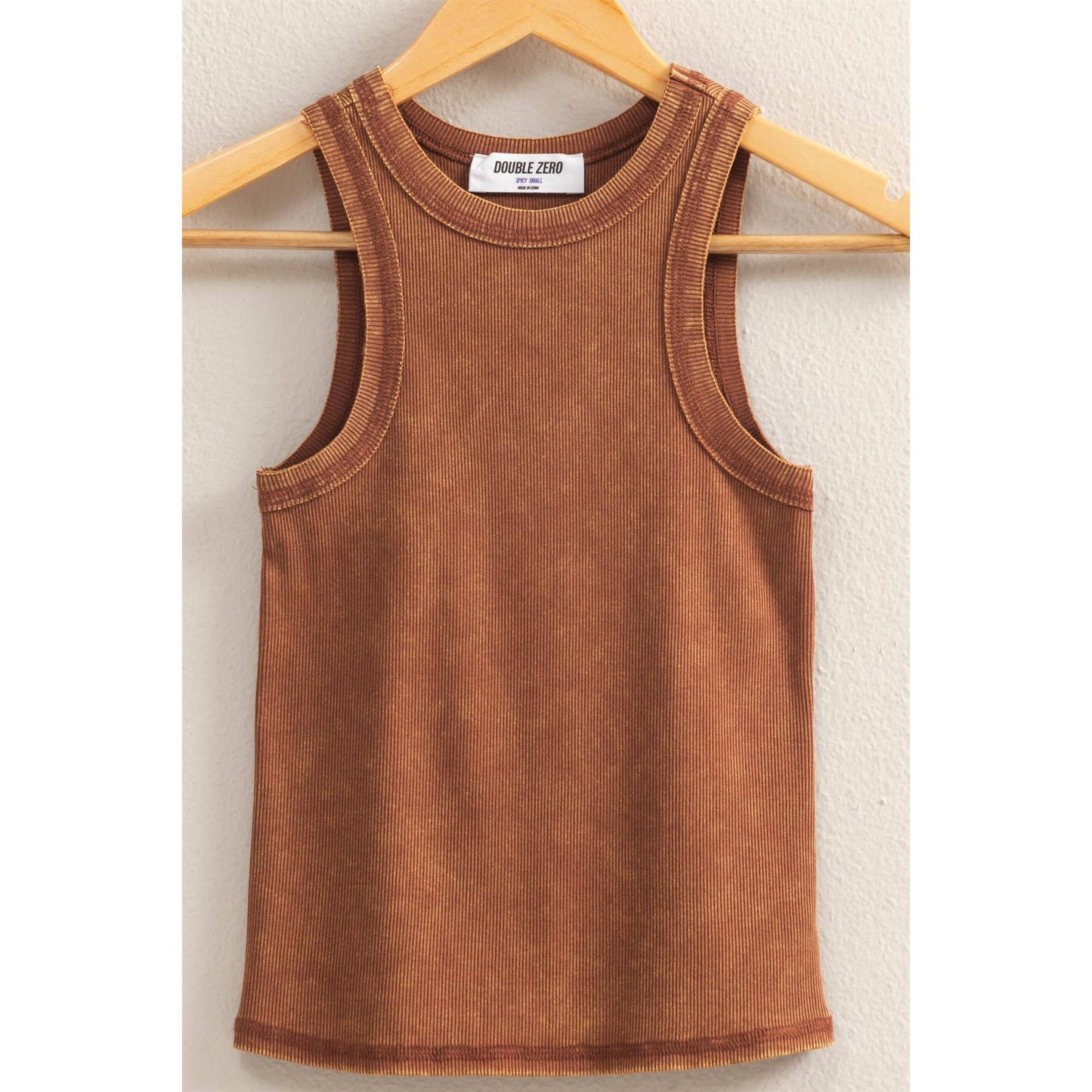 DUSTY INDIGO Washed Ribbed Round Neck Sleeveless Tank