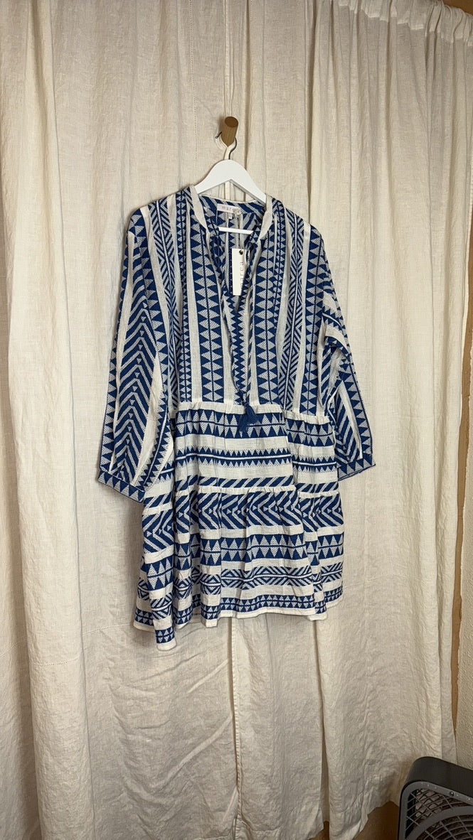 MAREA Mykonos Dress Blue/White