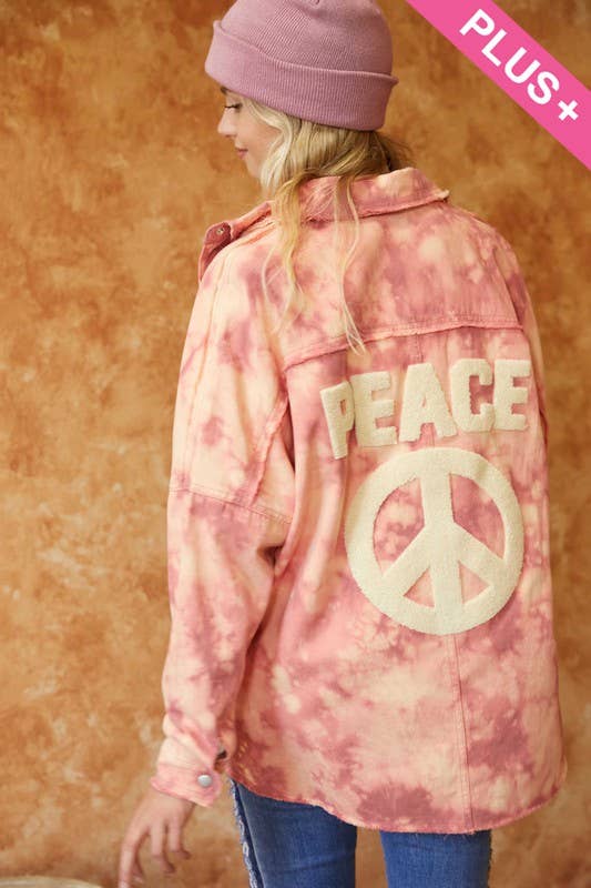 TIE DYE JACKET, PEACE: Tangerine / 3XL