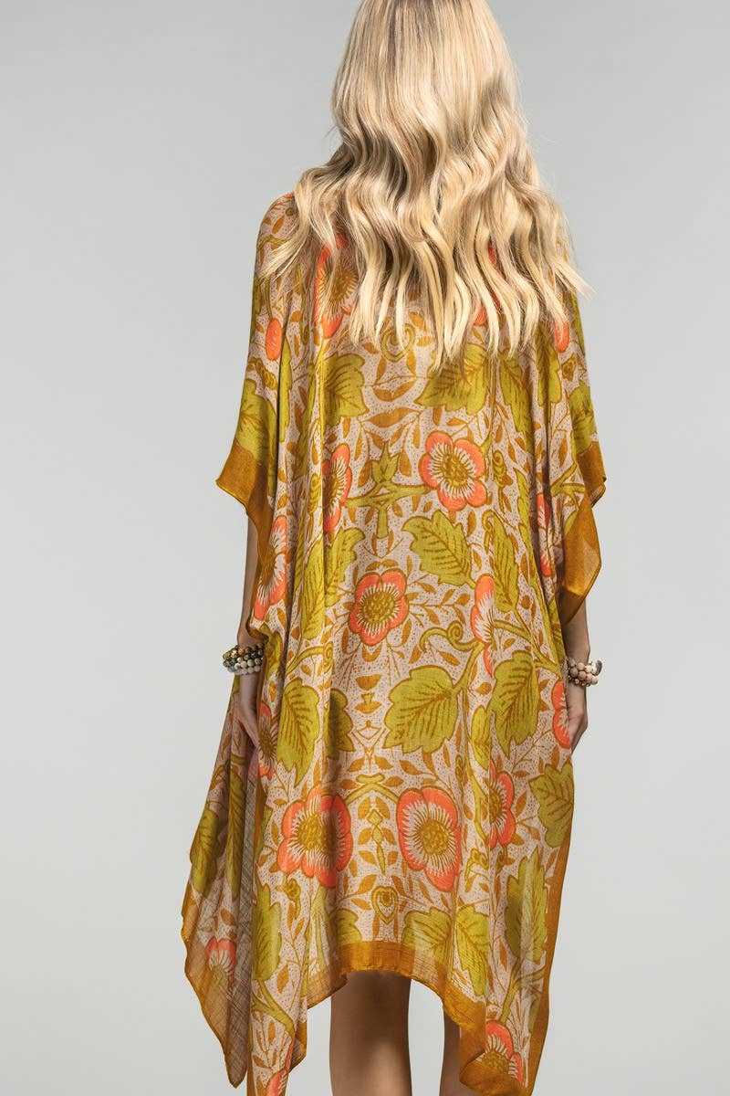Vintage Floral Print Kimono: FLOWER/RETRO
