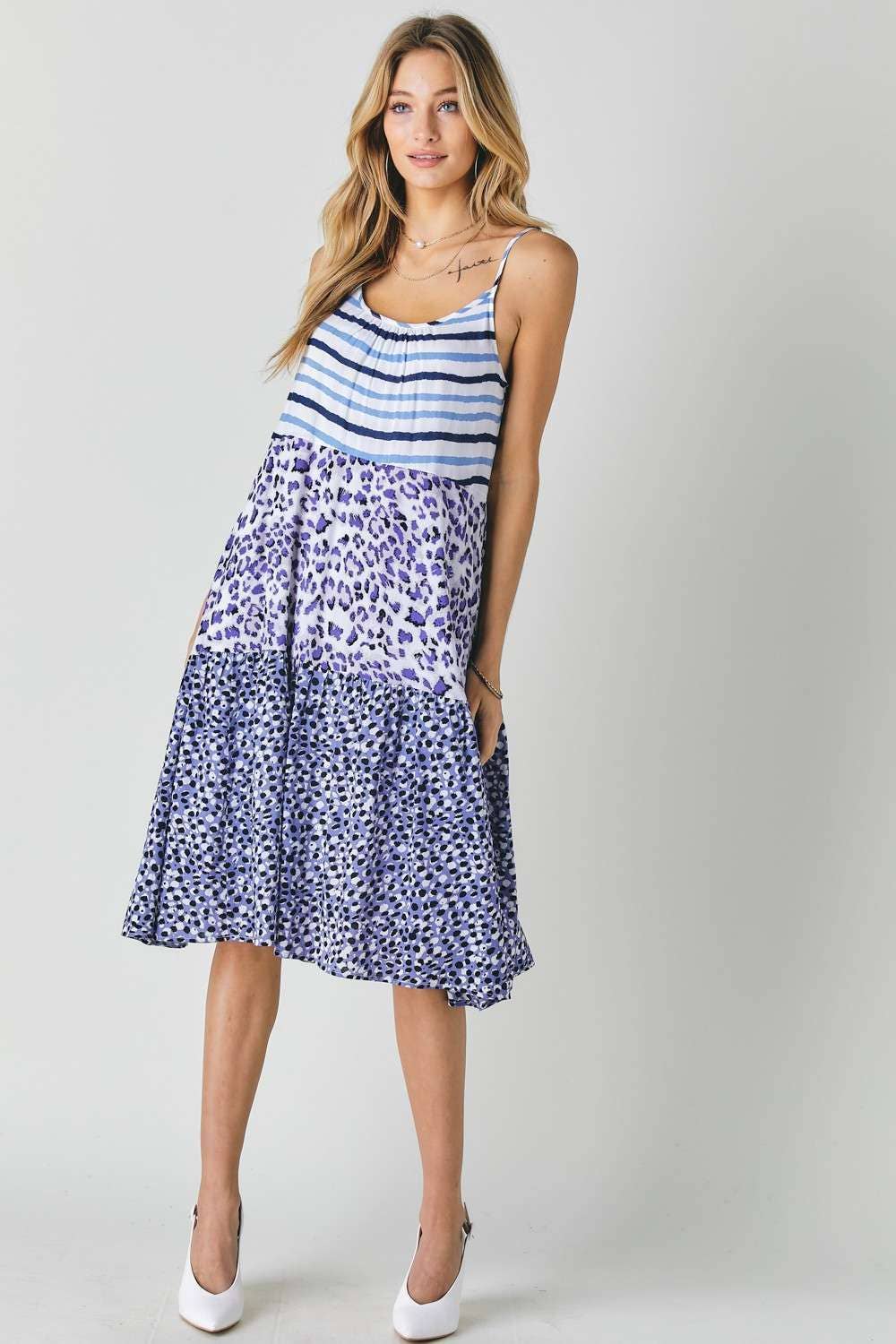 Blue Print SLEEVELESS MIDI DRESS: S
