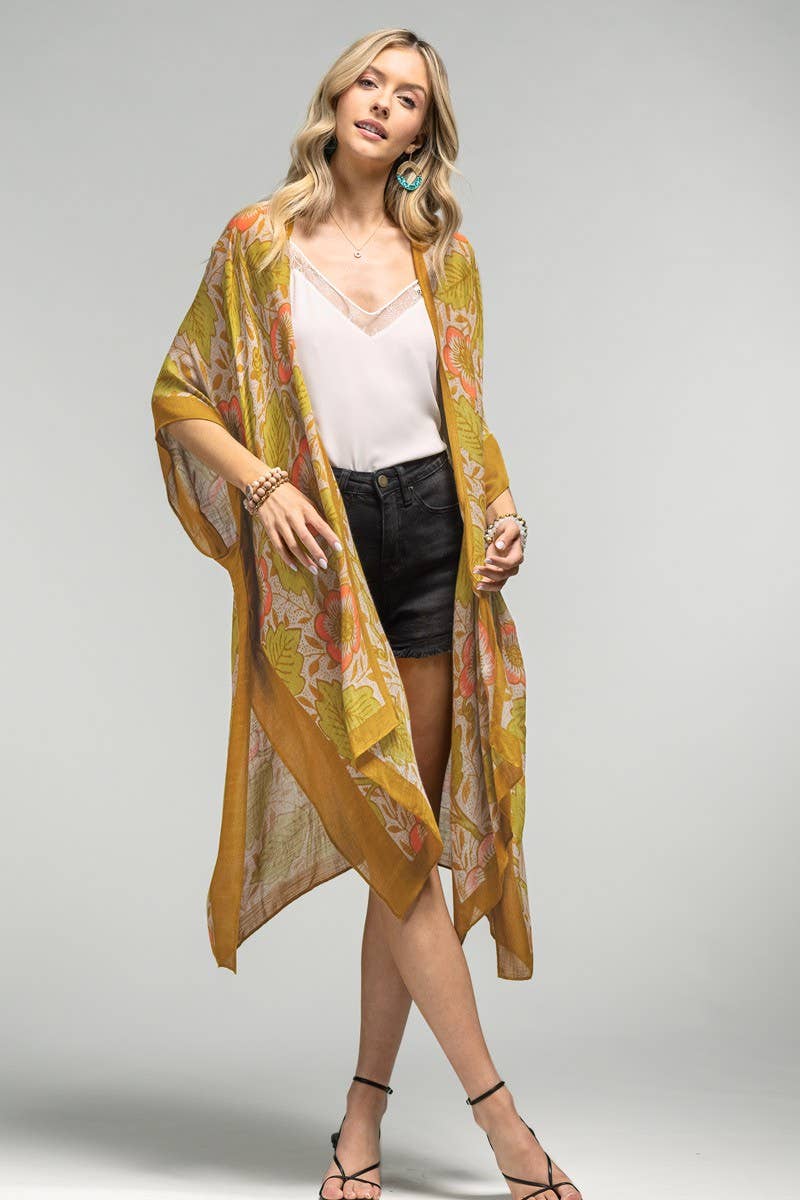 Vintage Floral Print Kimono: FLOWER/RETRO