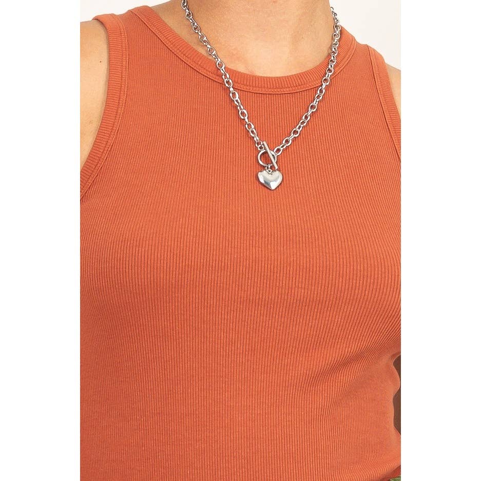 BAKED CLAY Ribbed Tank Top: BAKED CLAY