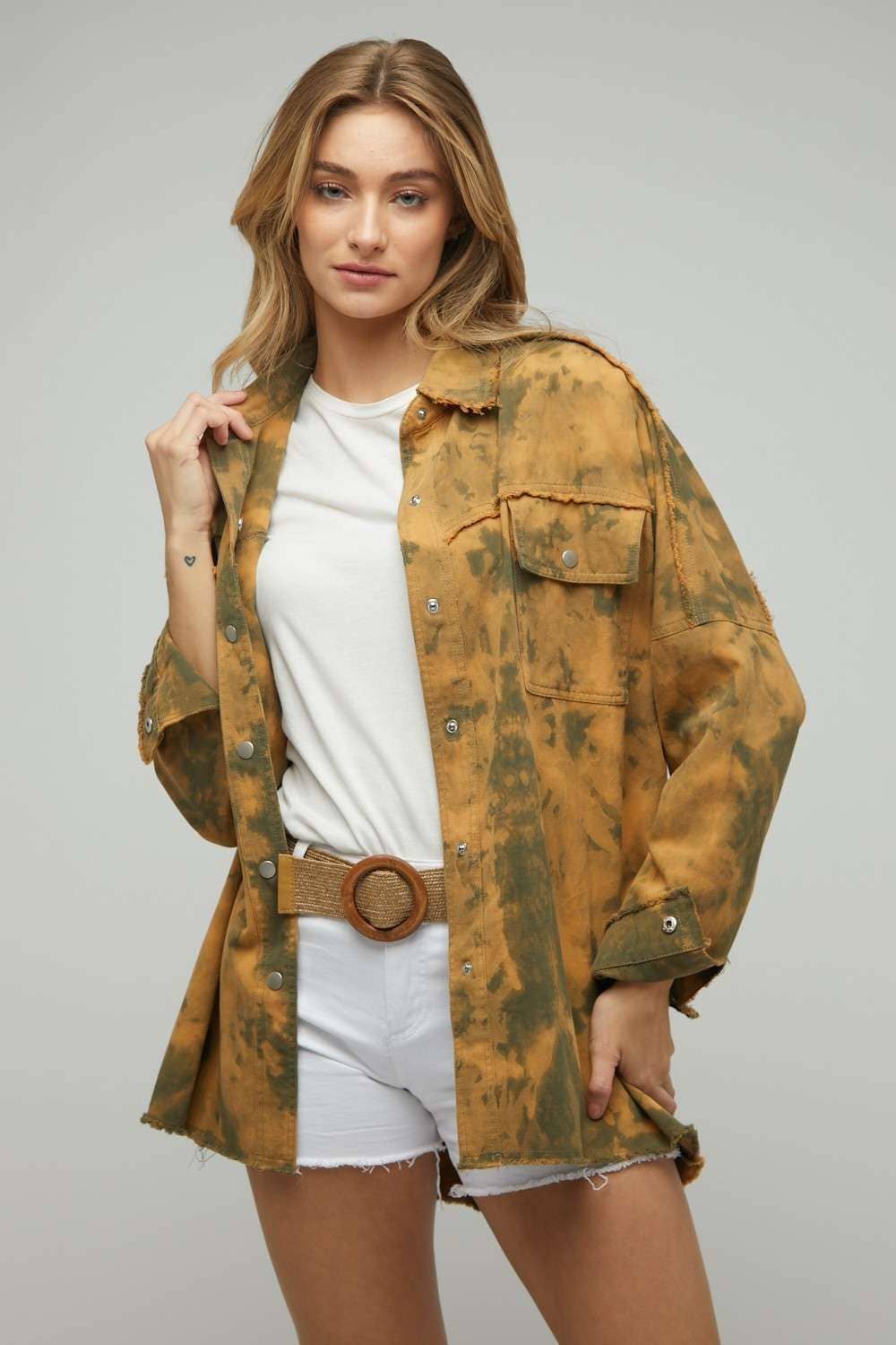 TIE DYE JACKET, PEACE: Tangerine / 3XL