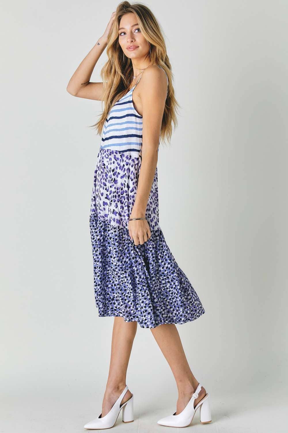 Blue Print SLEEVELESS MIDI DRESS, L