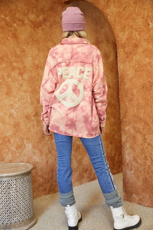 TIE DYE JACKET, PEACE: Tangerine / 3XL