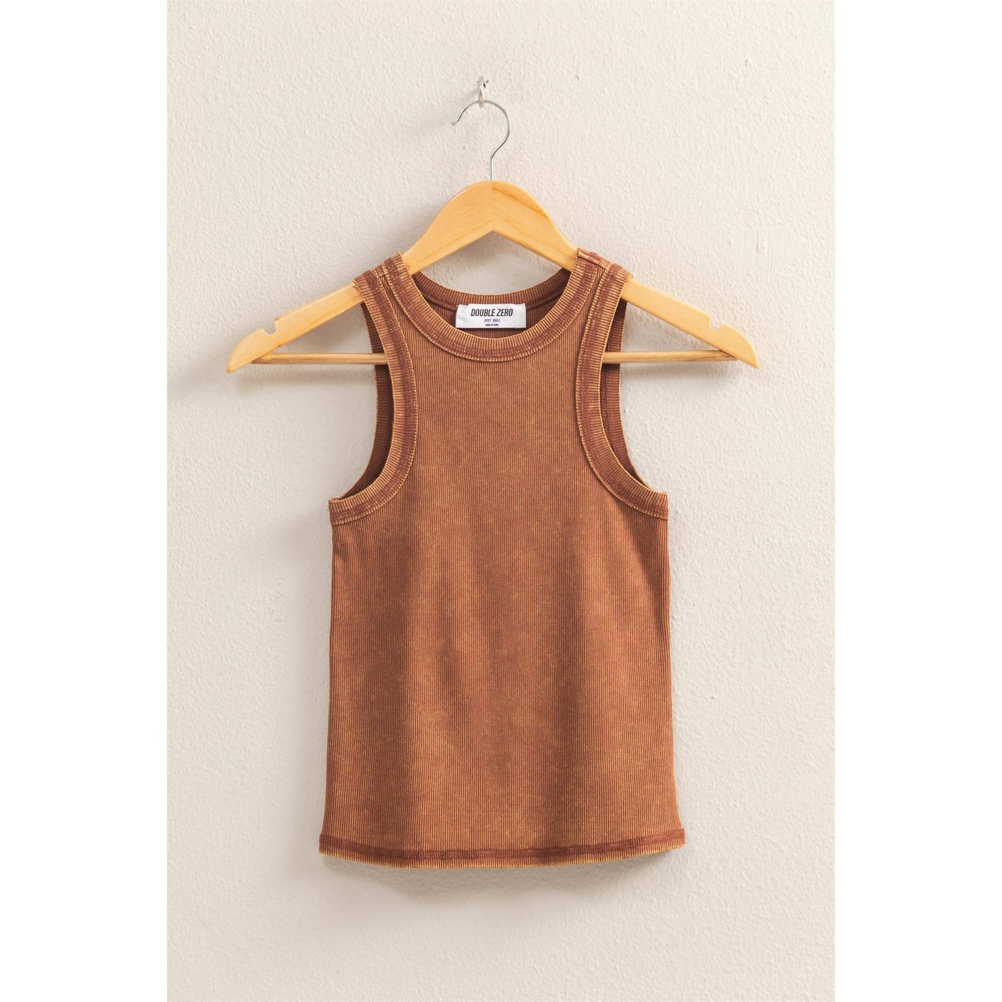 DUSTY INDIGO Washed Ribbed Round Neck Sleeveless Tank