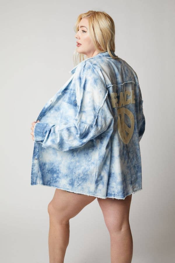 TIE DYE JACKET, PEACE: Tangerine / 3XL