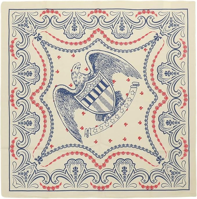Americana Theme Cotton Bandana ~ Red White & Blue Eagle
