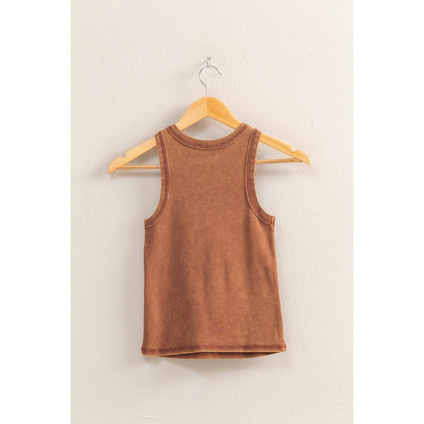 DUSTY INDIGO Washed Ribbed Round Neck Sleeveless Tank