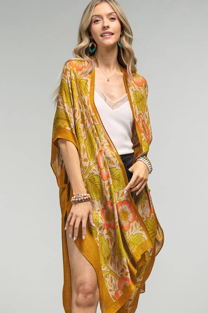 Vintage Floral Print Kimono: FLOWER/RETRO