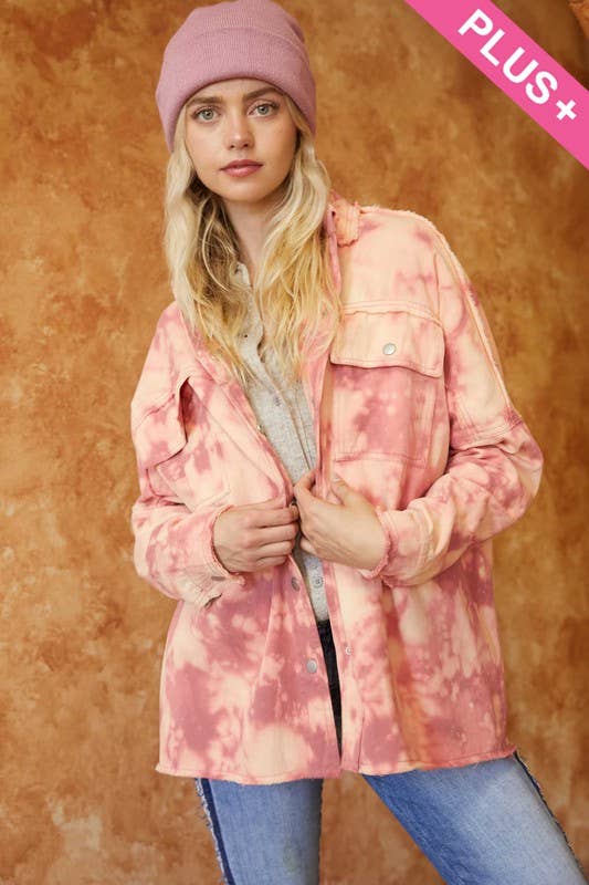 TIE DYE JACKET, PEACE: Tangerine / 3XL