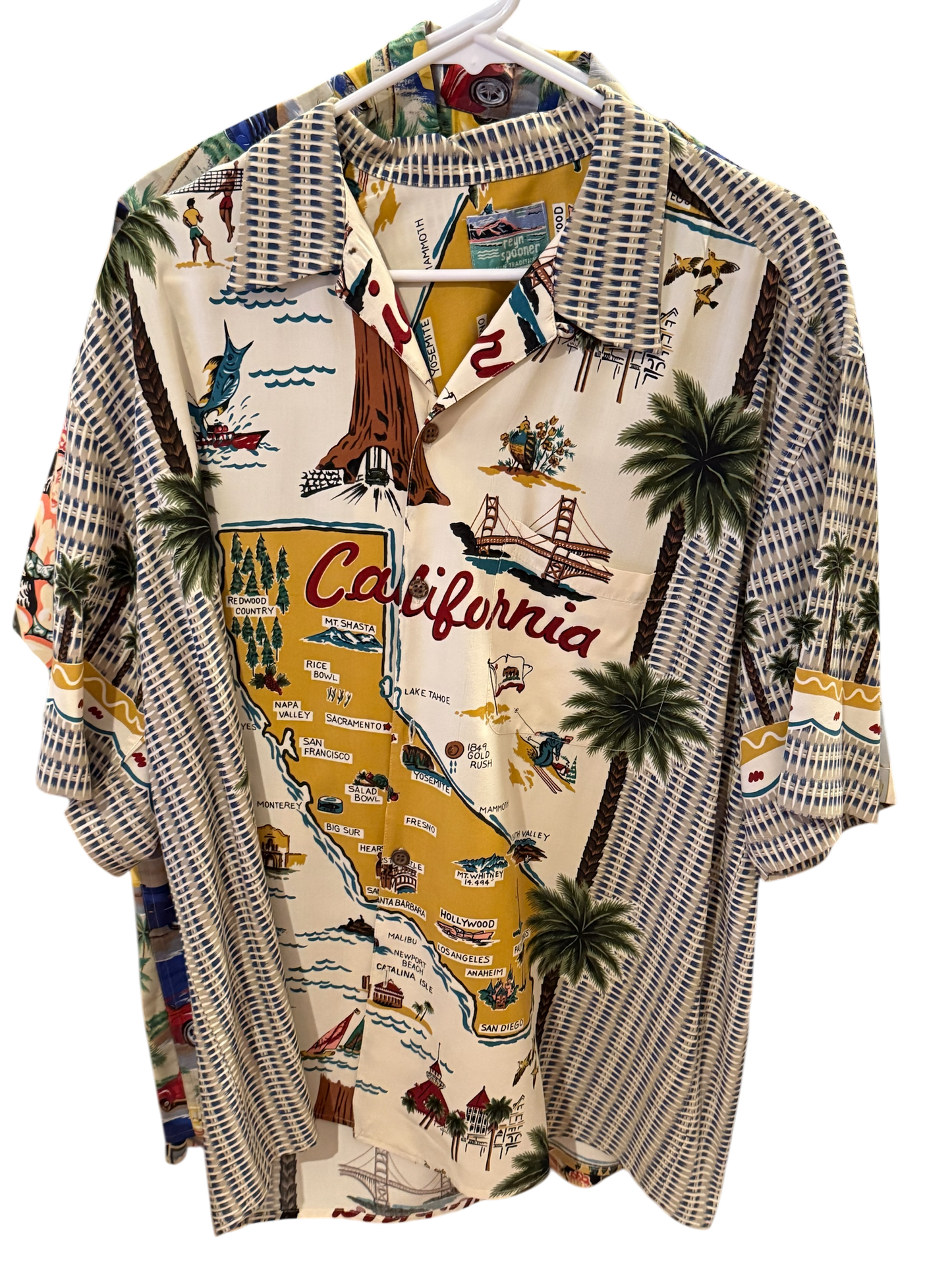 REYN SPOONER CALIFORNIA SHIRT, Rayon, Size L