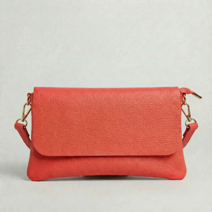 Crossbody Italian Pebble Leather CORAL