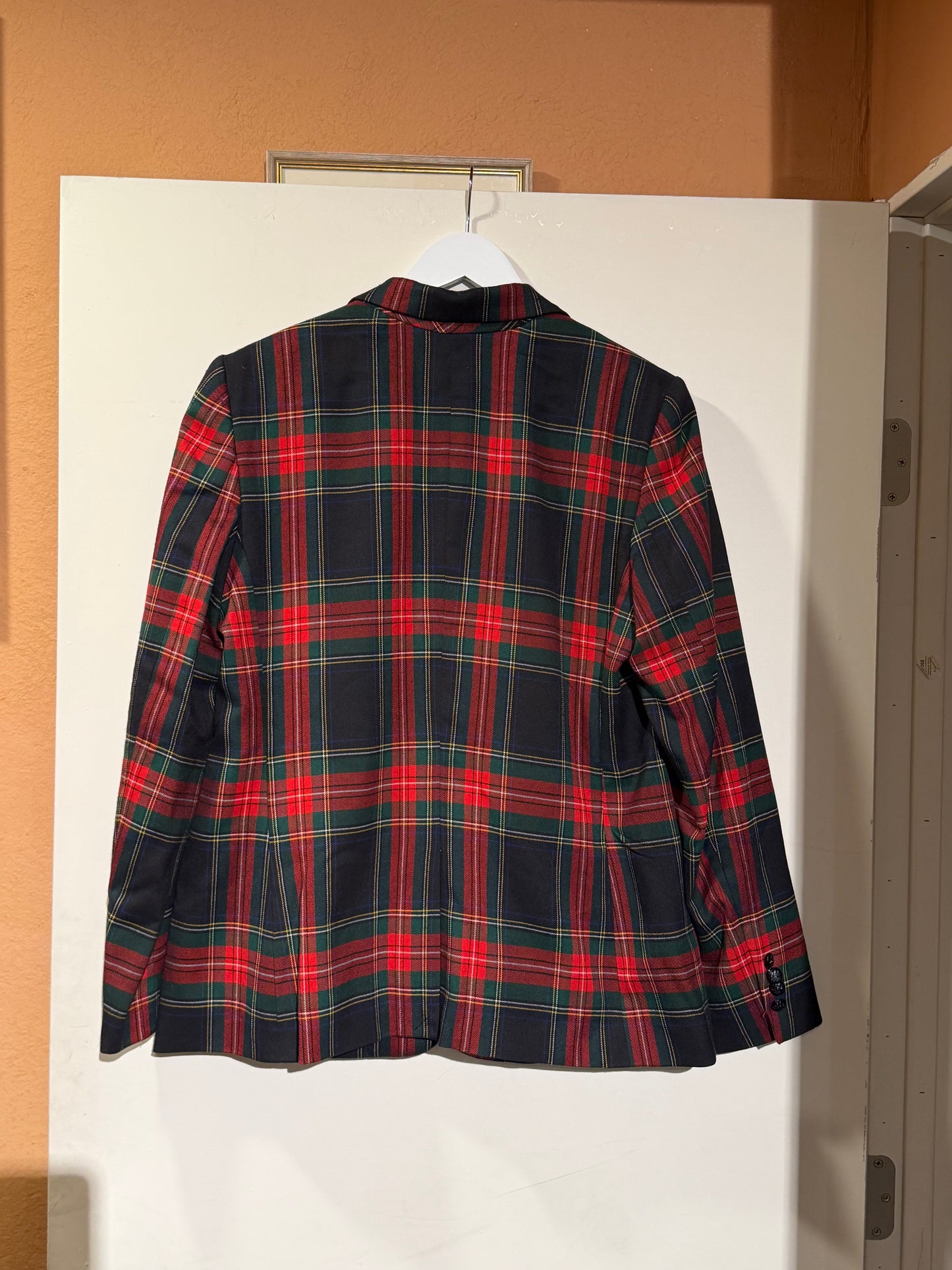 RALPH LAUREN Plaid Jacket, Tartan Print, Size 14