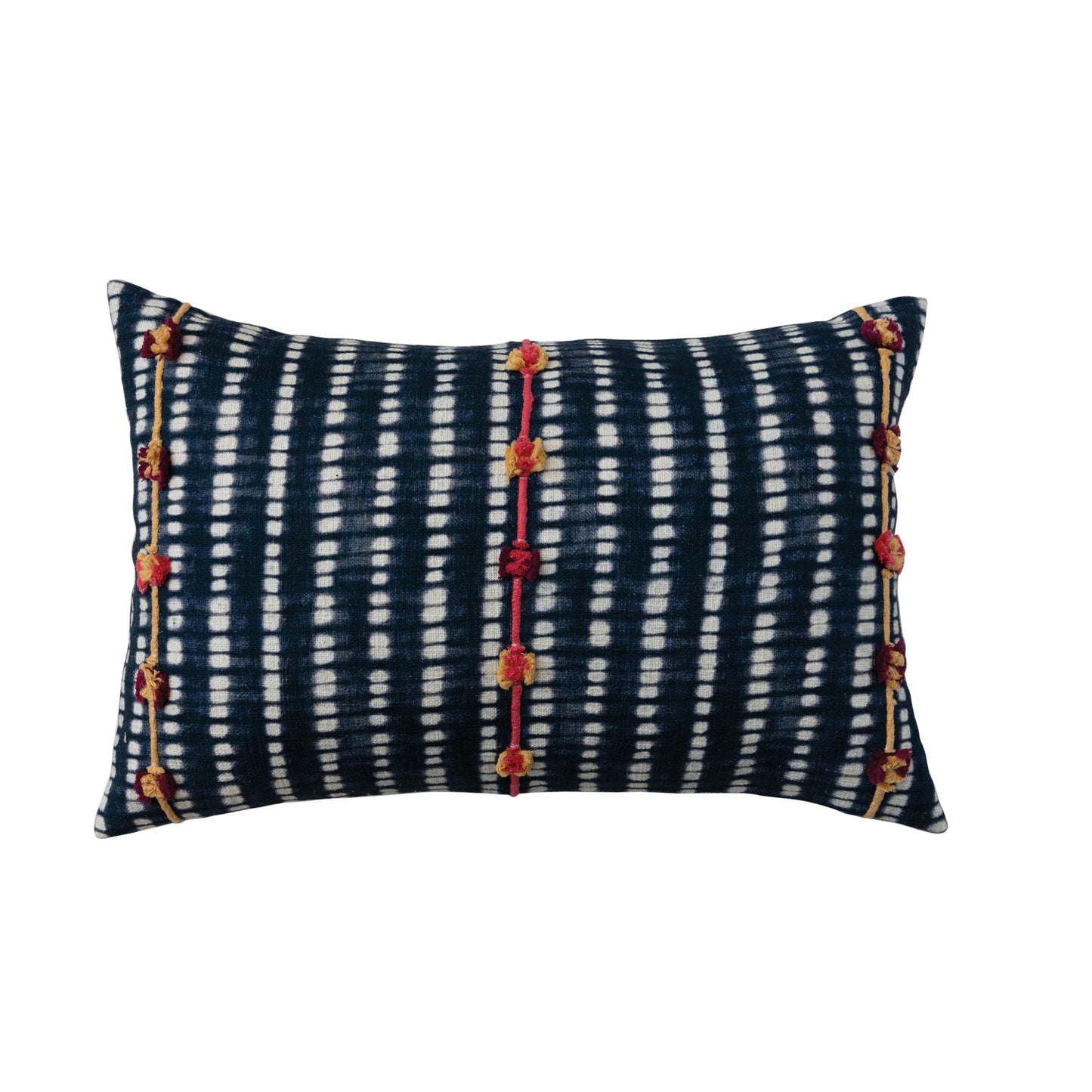 INDIGO Cotton Slub Printed Lumbar Pillow