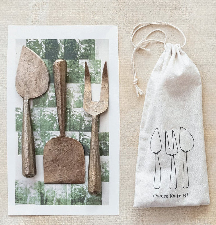 HAND FORGED METAL CHEESE SET