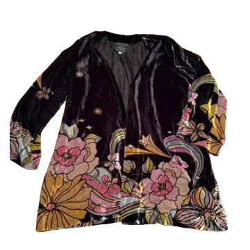JOHNNY WAS Velour Andy KimonO FloraL JADE LINE