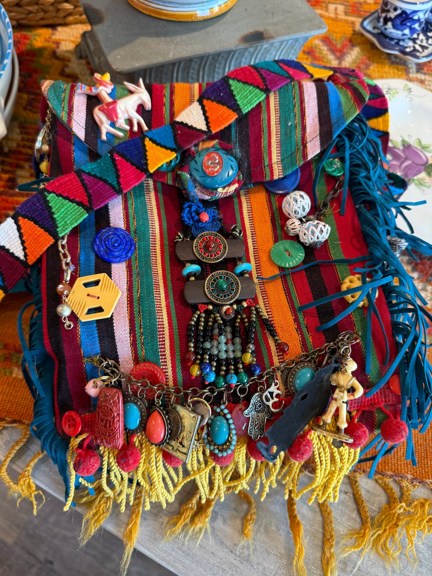 TOO MUCH FUN Handmade Guatemalan Purse w/Charms
