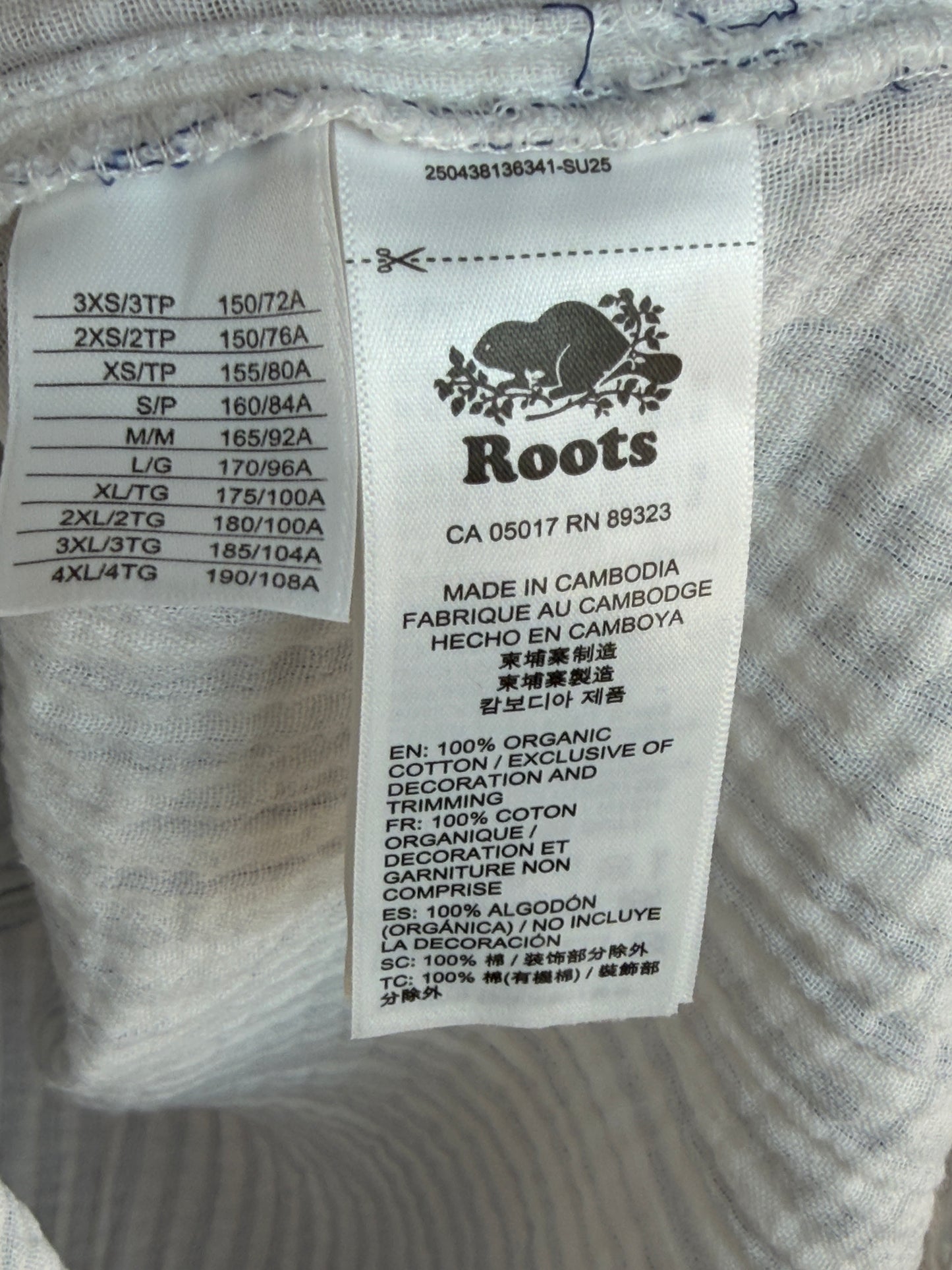 ROOTS Organic Cotton Gauze Stripe Shirt Dress Blue White Size S