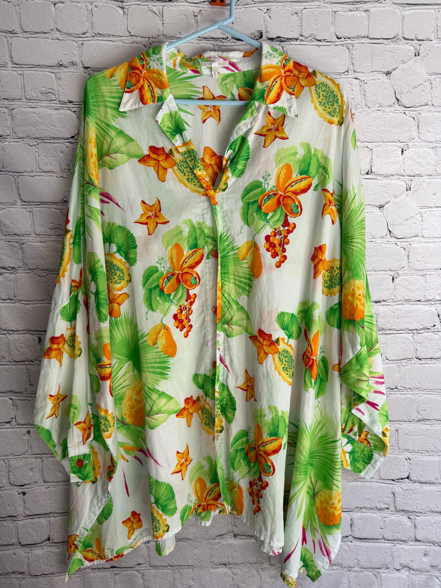 ESCADA Vintage Tropical Cotton Resort Tunic Luxury Swim Cover Up