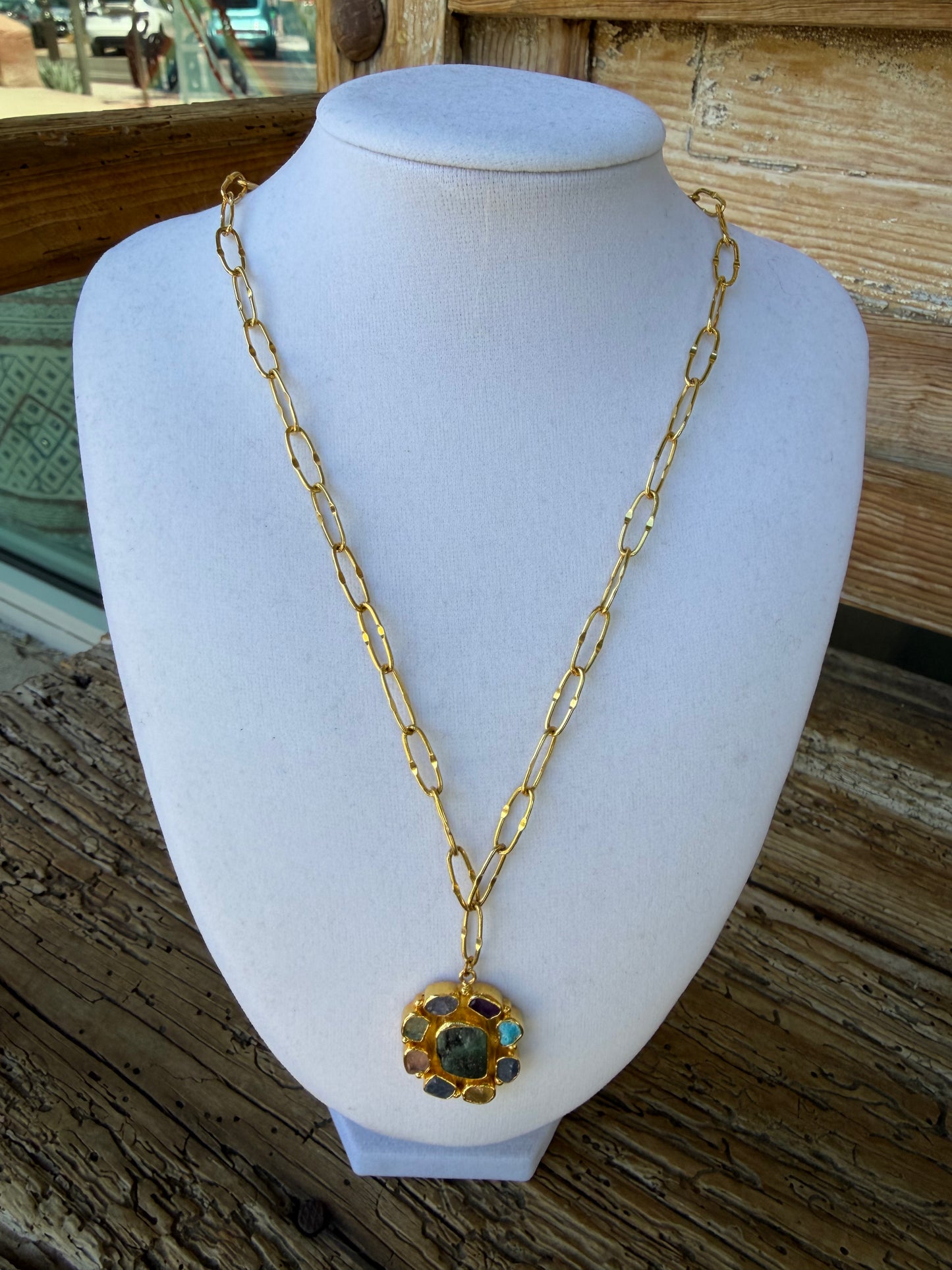 Winton + Waits Gemstone Cluster Necklace