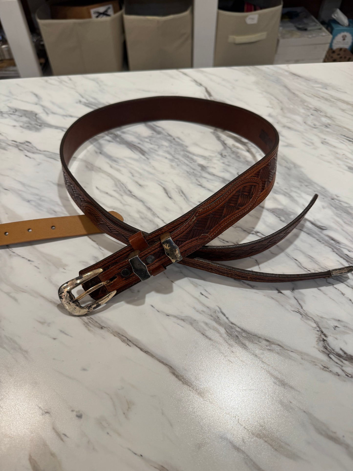 VINTAGE Justin Leather Belt (Size 36)