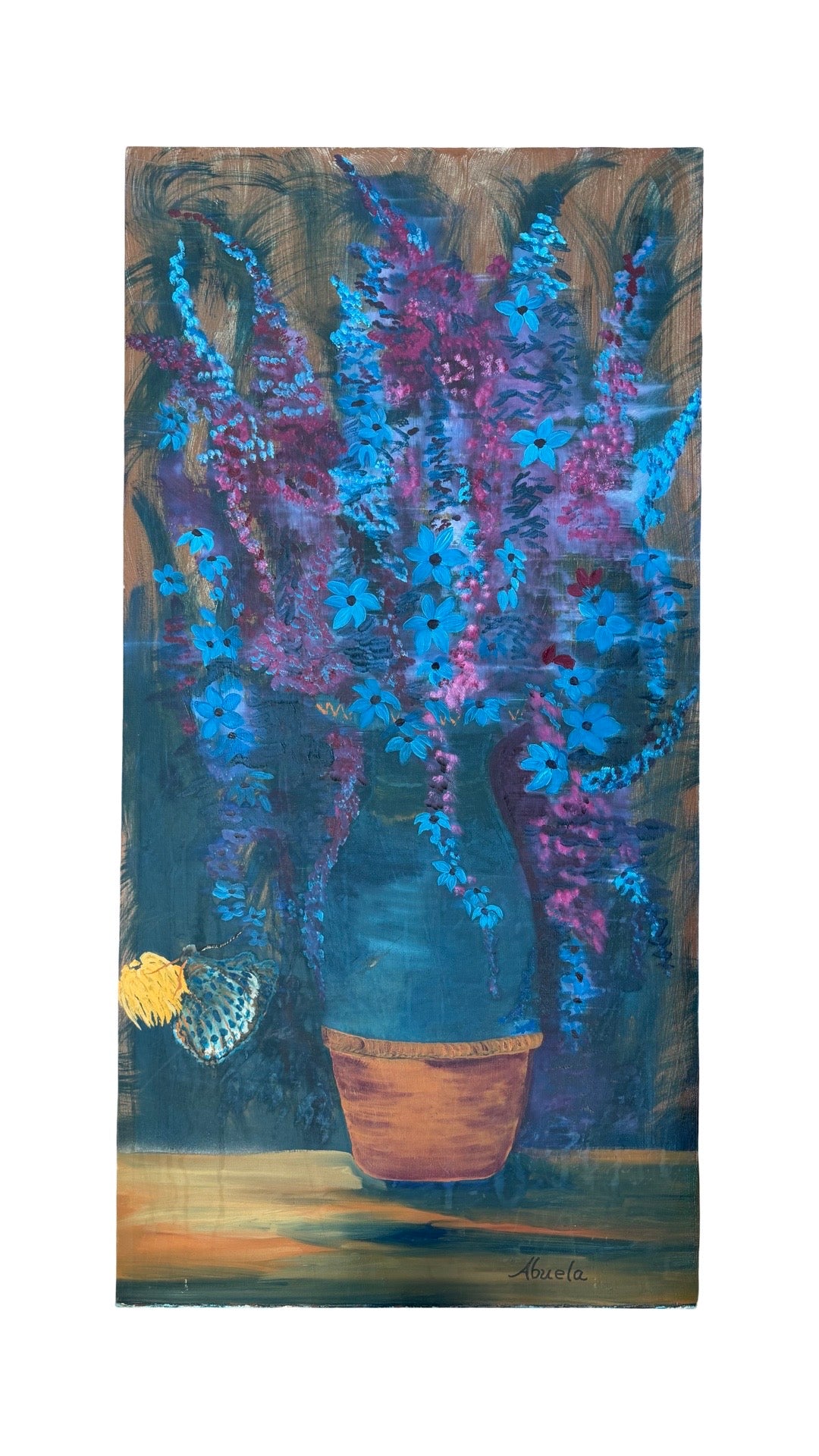 Original Painting ABUELA – Turquoise Flowers
