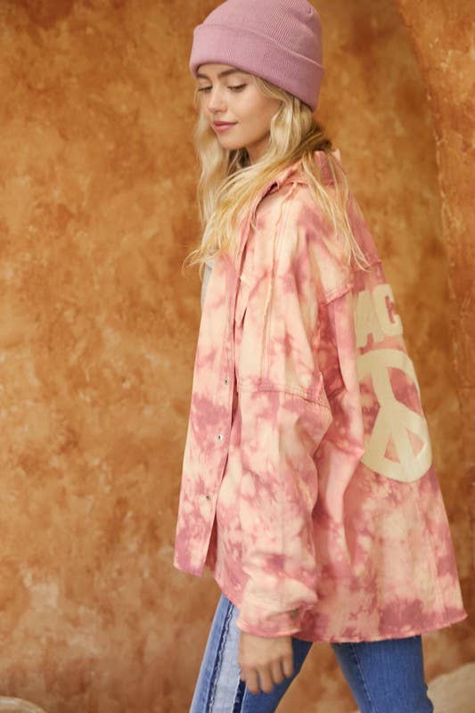 TIE DYE JACKET, PEACE: Tangerine / 3XL