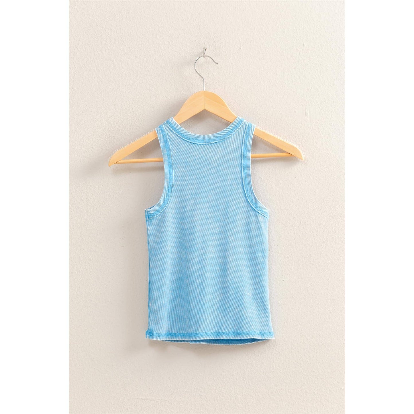 DUSTY INDIGO Washed Ribbed Round Neck Sleeveless Tank