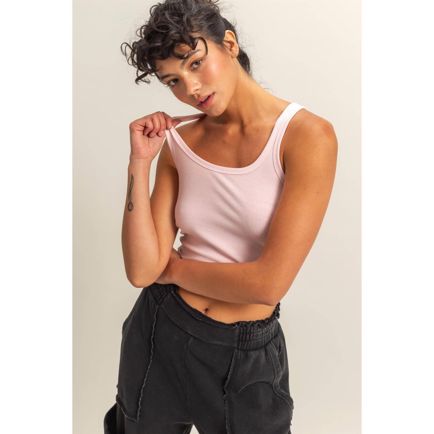 BLACK Scoop Neck Bodycon Tank