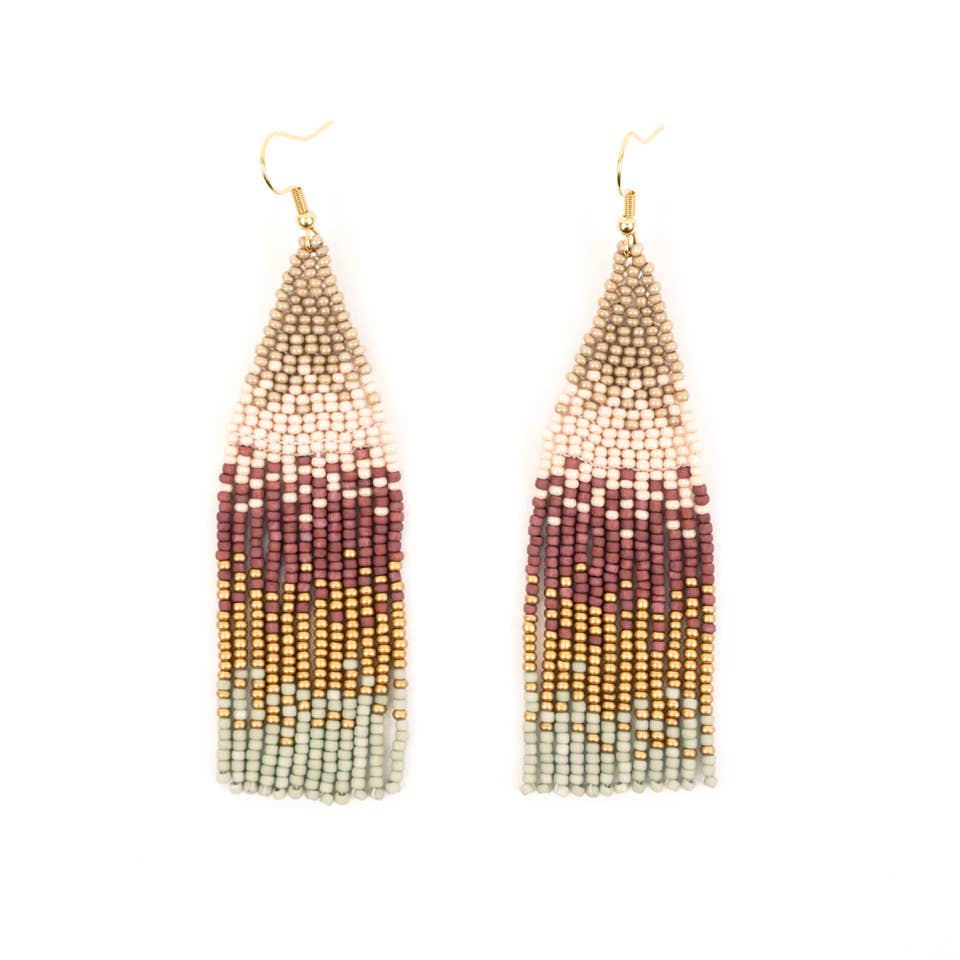 Ombre Fringe Earrings: Eucalyptus Bark