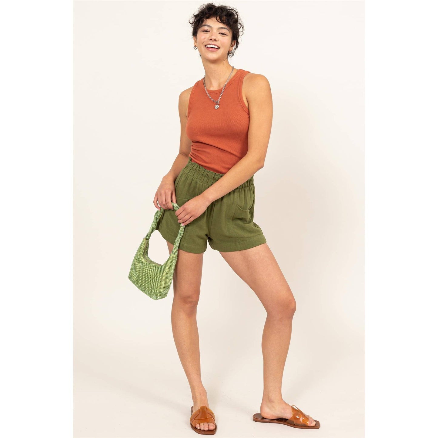 BAKED CLAY Ribbed Tank Top: BAKED CLAY
