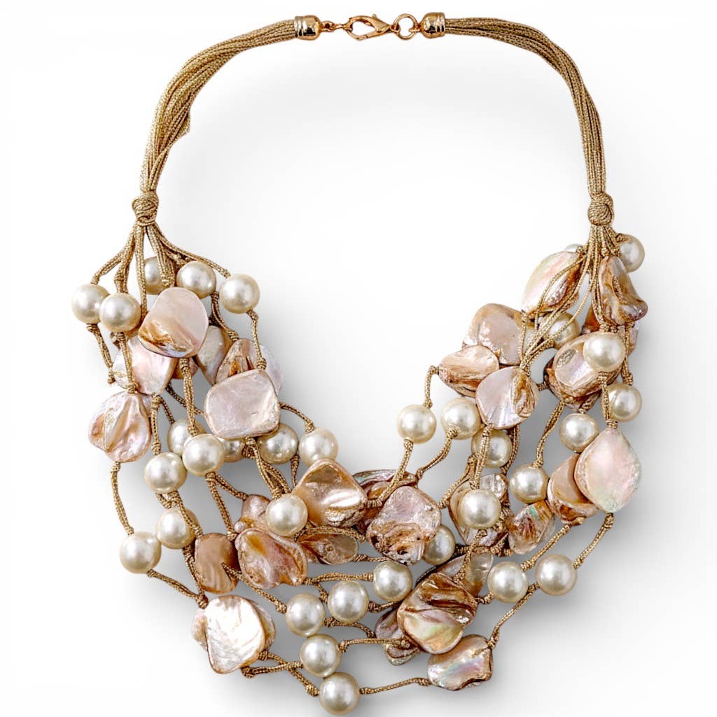 MARILYN NECKLACE: Chunky Shell & Pearl Necklace | Handmade Statement Jewelry