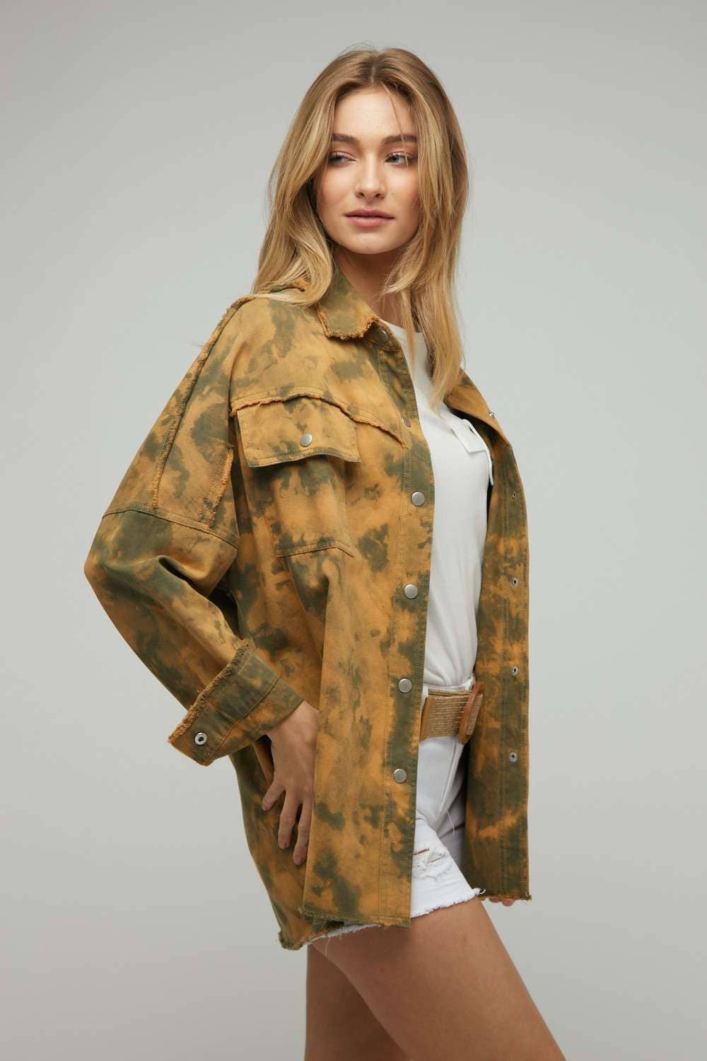 TIE DYE JACKET, PEACE: Tangerine / 3XL