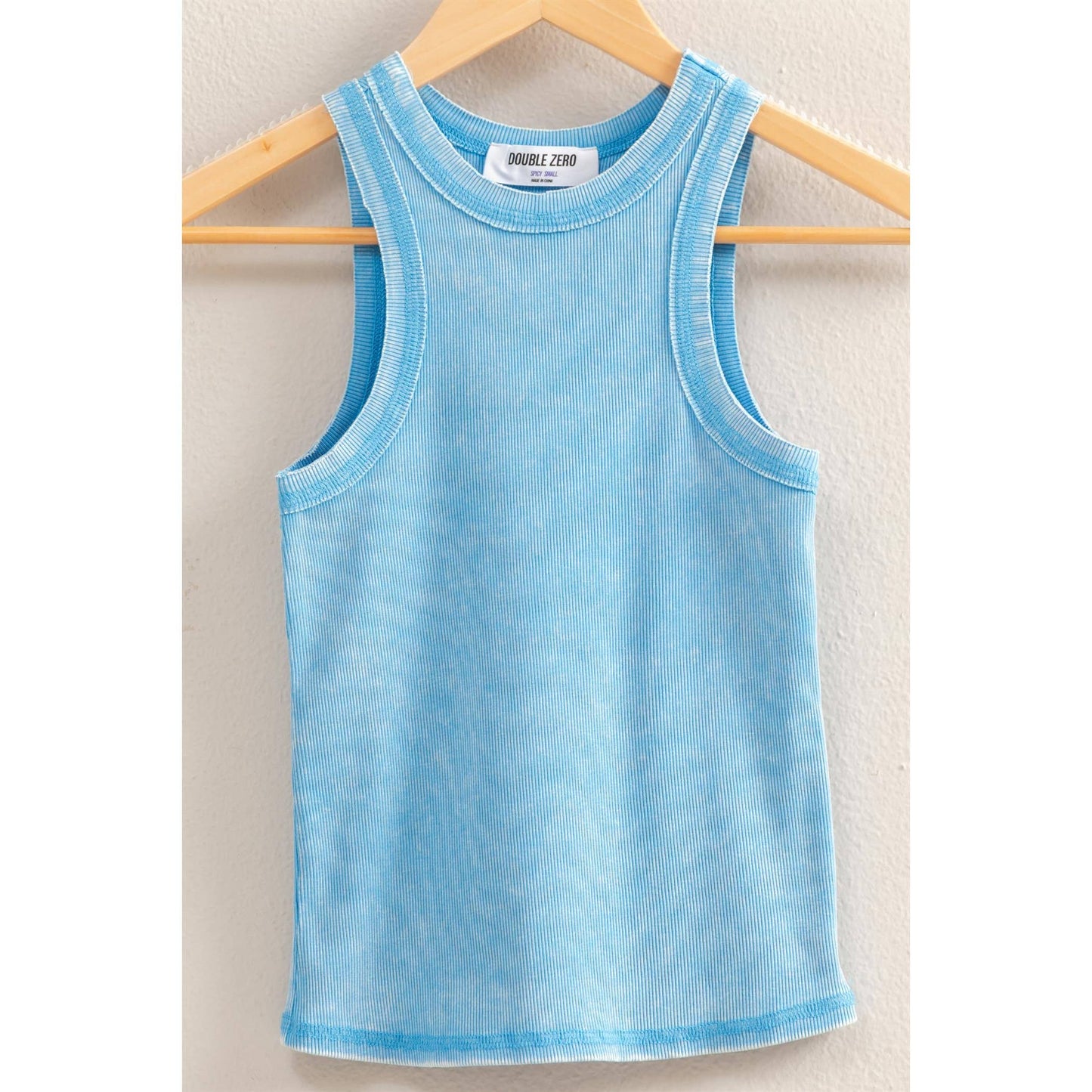 DUSTY INDIGO Washed Ribbed Round Neck Sleeveless Tank