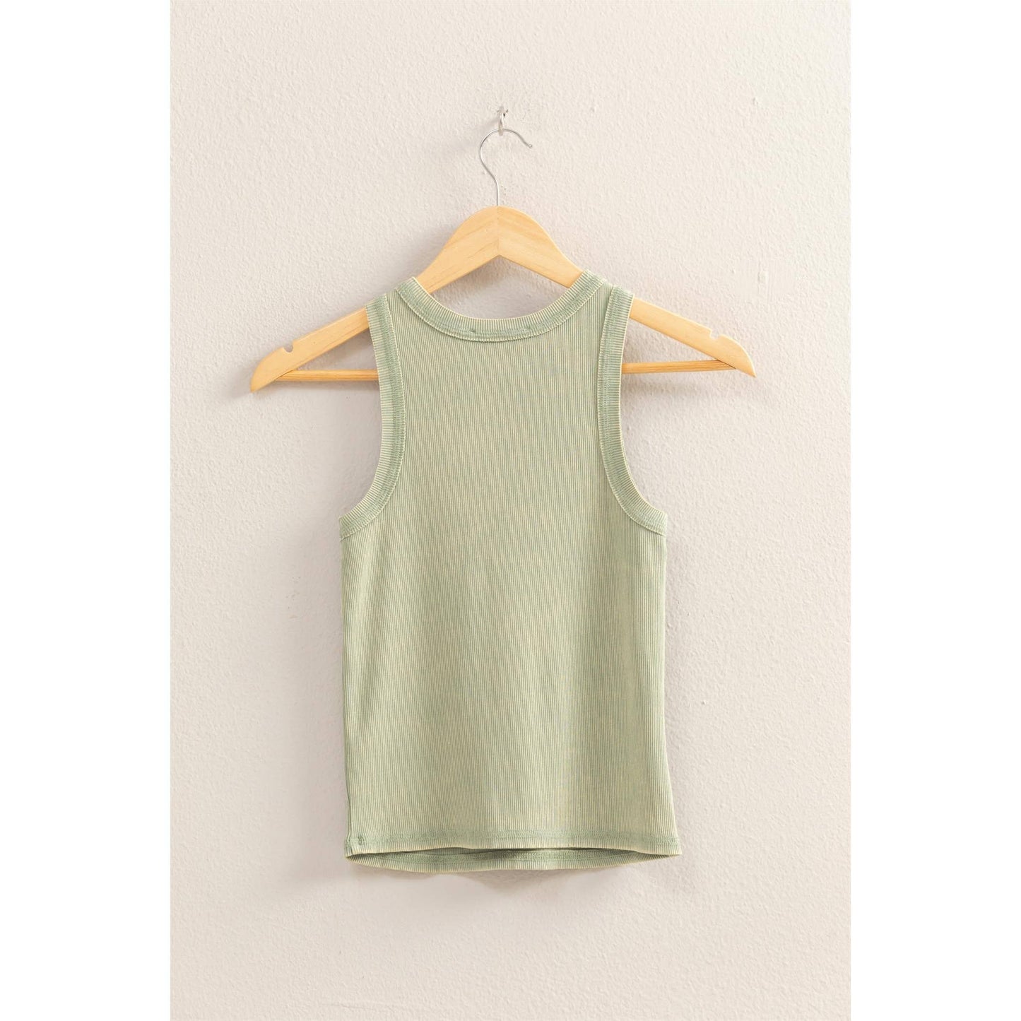 DUSTY INDIGO Washed Ribbed Round Neck Sleeveless Tank