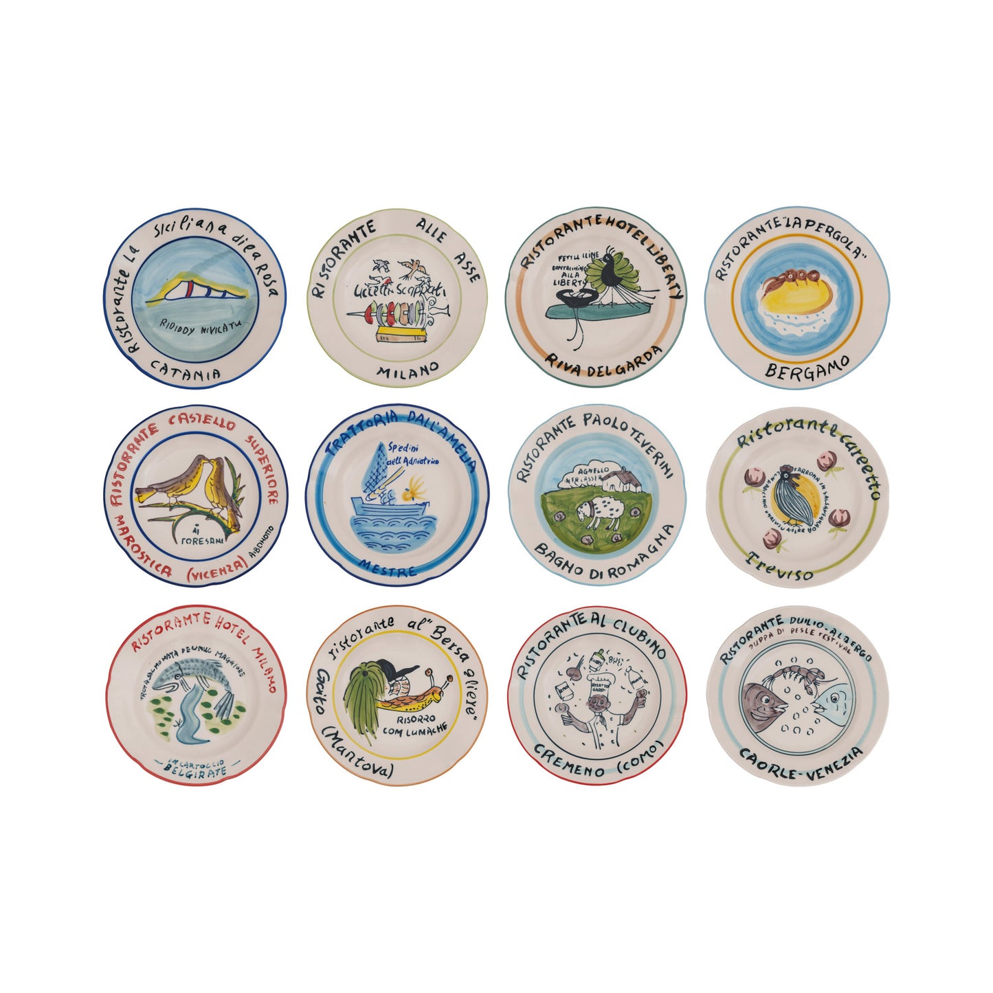 Vintage Reproduction Hand-Painted Hotel Restaurant Plate, 12 Styles