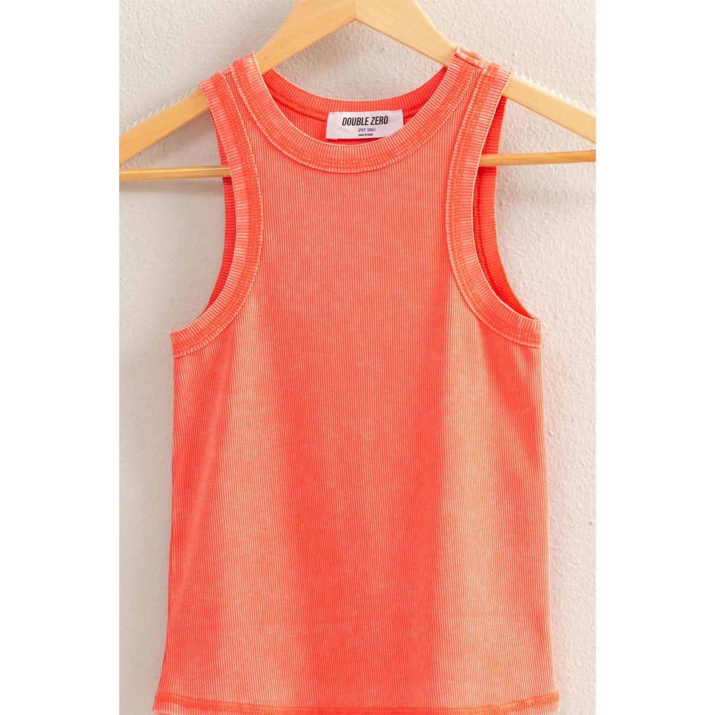 DUSTY INDIGO Washed Ribbed Round Neck Sleeveless Tank