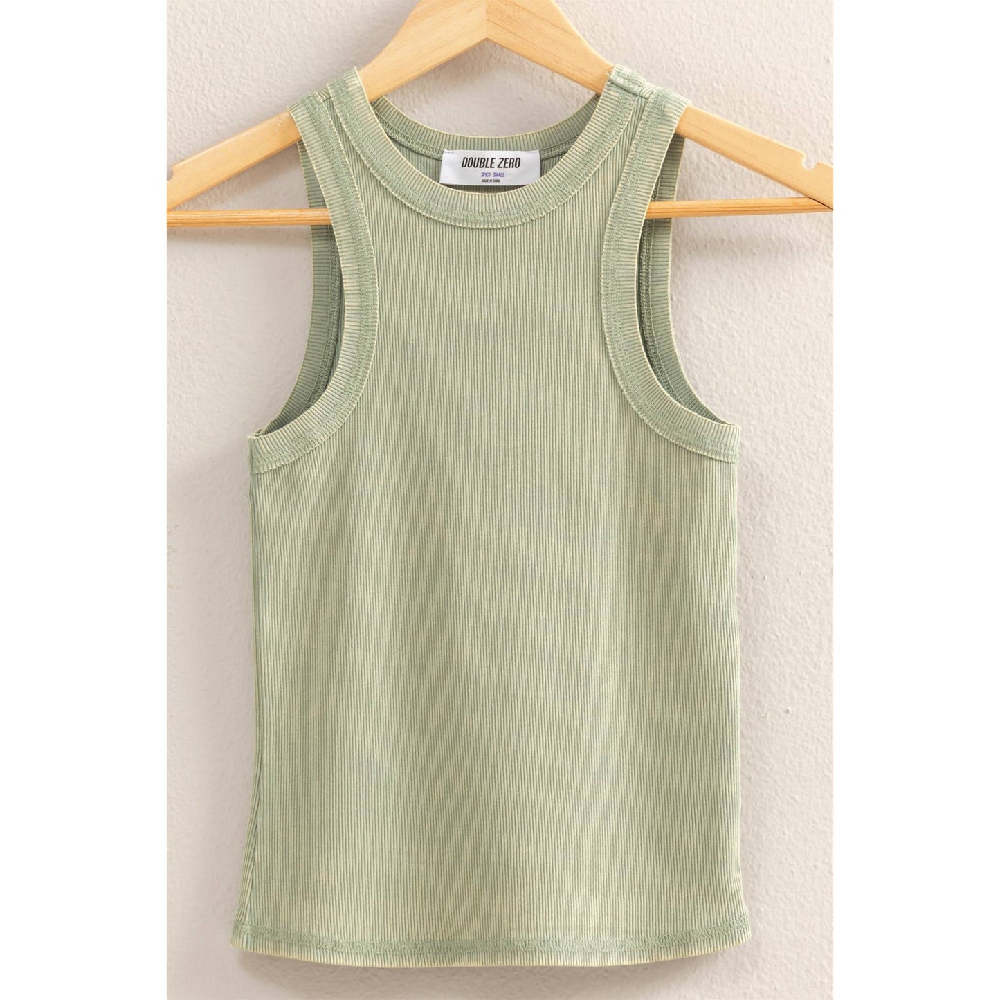 DUSTY INDIGO Washed Ribbed Round Neck Sleeveless Tank
