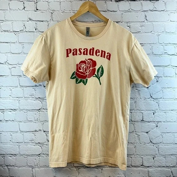PASADENA ROSE BOWL Women’s Beige Short Sleeve T-Shirt, Size M