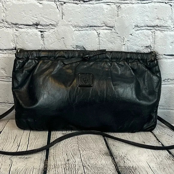 VINTAGE Anne Klein for Calderon, Soft Black Leather Purse Clutch Bag